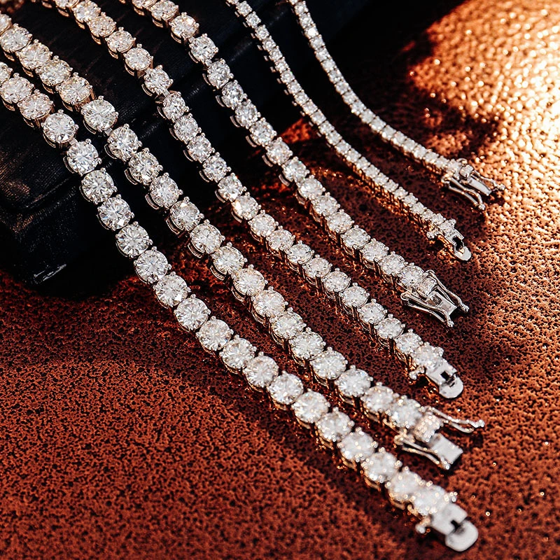 10k festes Gold aus Moissanit -Tenniskette Halskette Diamond Choker Tenniskette Choker Frauen und Männer Halskette Hip Hop -Kette 1