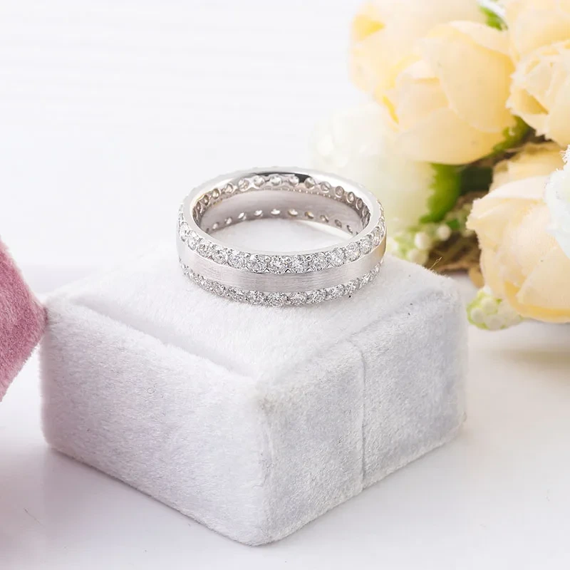 Hot Sale Moissanite Custom Ring Men Cuban 14k White Gold Mens 10 Carat Moissanite Ring 1