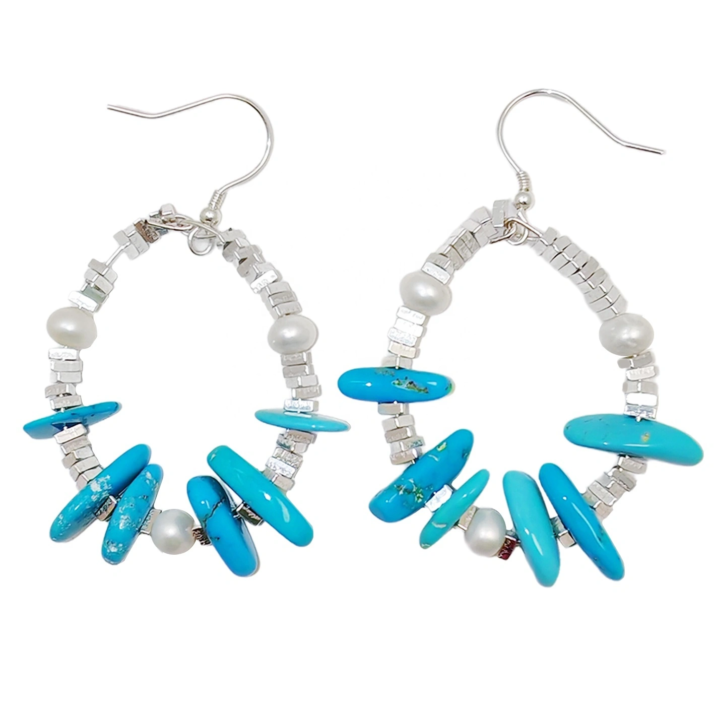 Earrings Natural Turquoise Pearl With S925 Silver Fine Jewellery High Jewellery Gift Preferred Earring 1