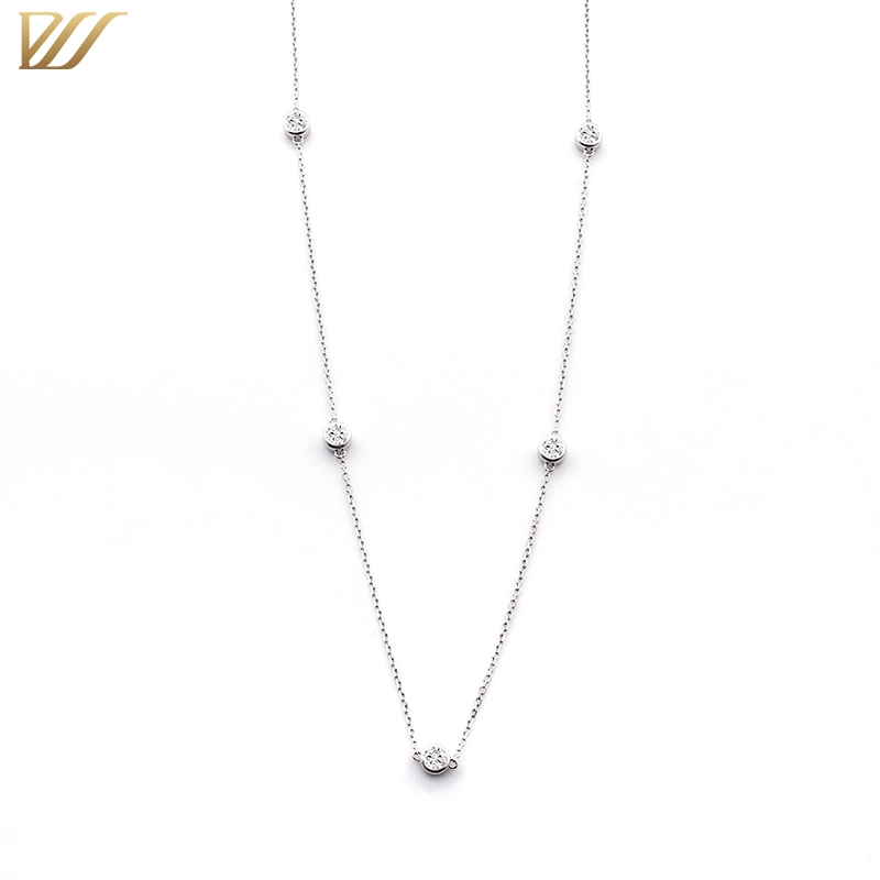 0,5 cmt diamant par collier de jardin Collier de diamant Moisanite Moisanite 14K Collier minimaliste symétrique en or blanc 1