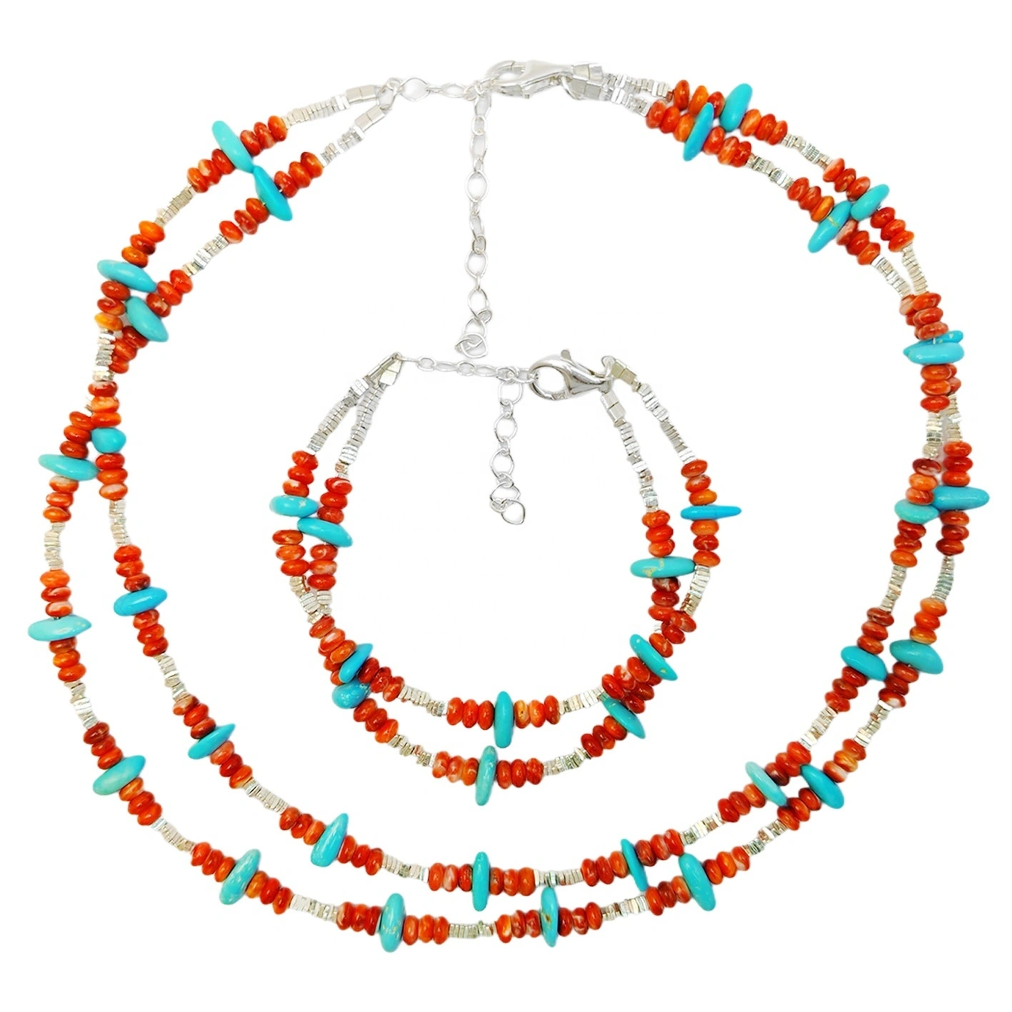 Christmas S925 Silver Set Jewelry Natural Red Spiny Oyster Turquoise Beautiful Women's Jewelry Natural Jewelry 1