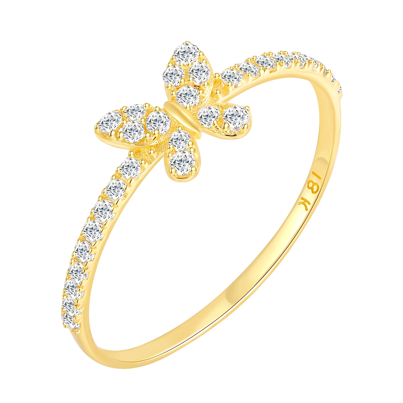 Eternal Metal Luxury Butterfly Ring 18k Solid Gold With Cz Stones Fine Quality Gold Jewelry For Gift 1