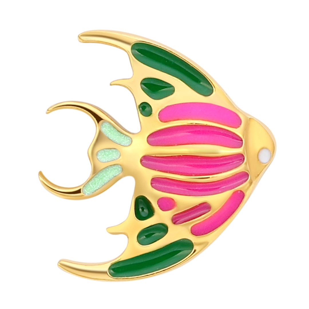 New Design Eternal Metal Astm F136 Titanium Fish Shape Threaded Top Epoxy Pvd Gold Earring Nose Piercing Jewelry 1