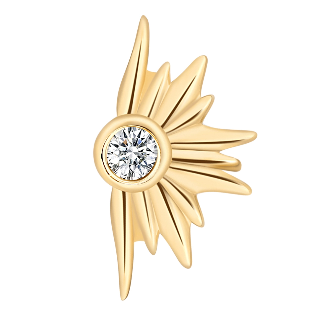 Brinco de metal eterno 14k em ouro maciço com formato de sol e rosca superior, joia para piercing no nariz 1