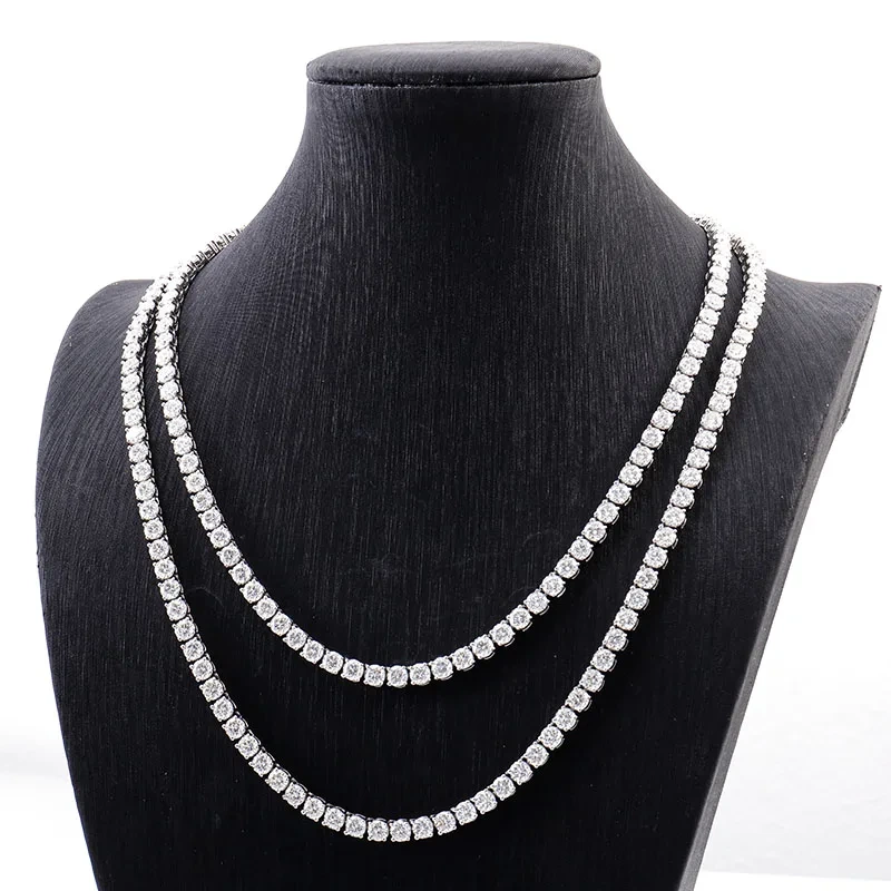 4 mm vereiste Diamant -Tenniskette Herren Schmuck Diamant Halskette Hip Hop -Tenniskette Hip Hop Halskette ICED Out Halskette 1