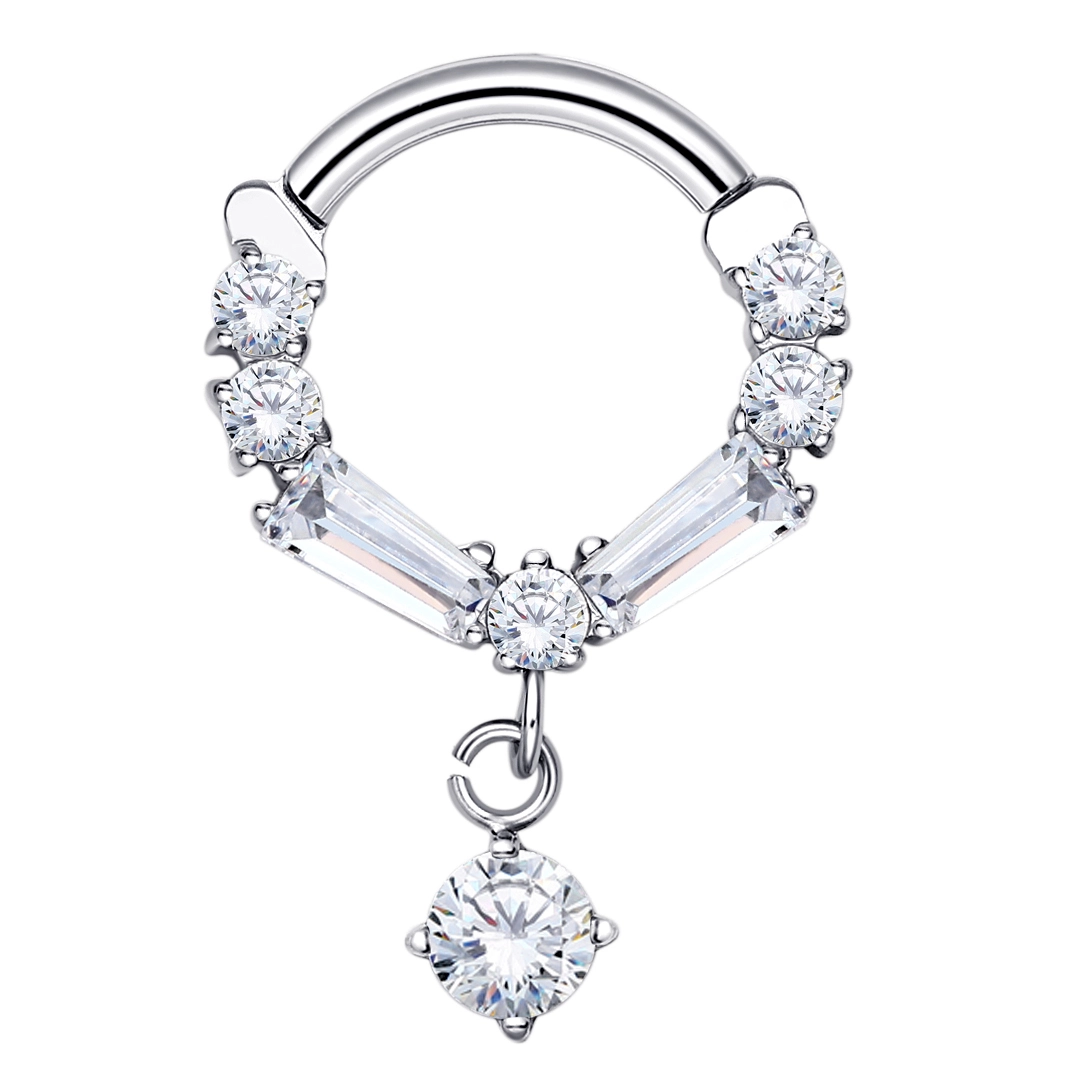 Eternal Metal Astm F136 Titanium Delicate Unique Hinged Segment Clicker With 5a Clear Zircon Piercing Jewelry 1