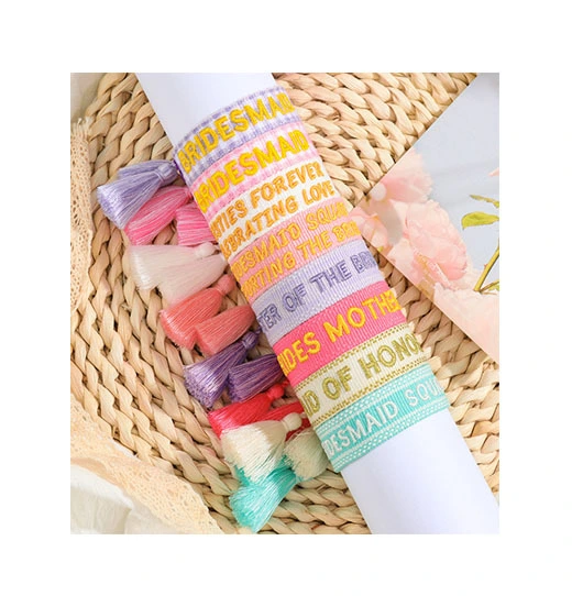 Bracelet de broderie de lettres tressé sur mesure avec gland 1