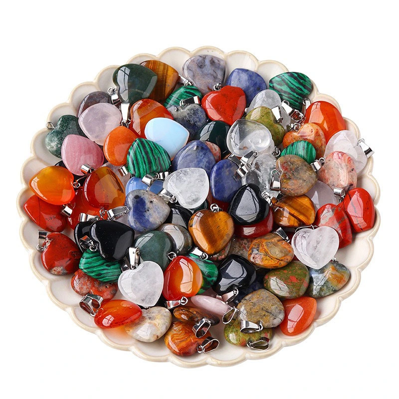 Wholesale Hot Selling Love 20mm Pendant Natural Crystal Stone Heart Shaped Peach Heart Necklace Jewelry 1