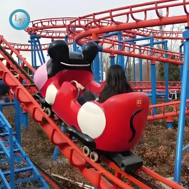 Peralatan Taman Hiburan Mini Roller Coaster Luar Ruangan Wahana Gila 6