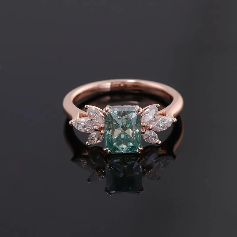 Radiant Cut Moissanite Anneau de conception tendance 14K Rose Gold Loose Gemstone Fine Bijoux Anneaux 1