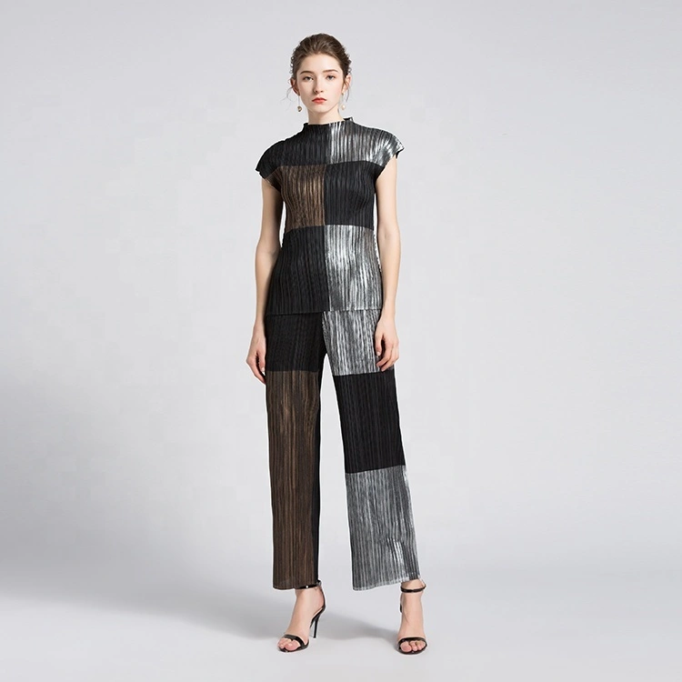 Plis fabricant de vêtements Miyake vêtements plissés Sweat Shorts femmes Ensembles vente chaude 2 pièces vêtements réfléchissants Ensemble Femme 1