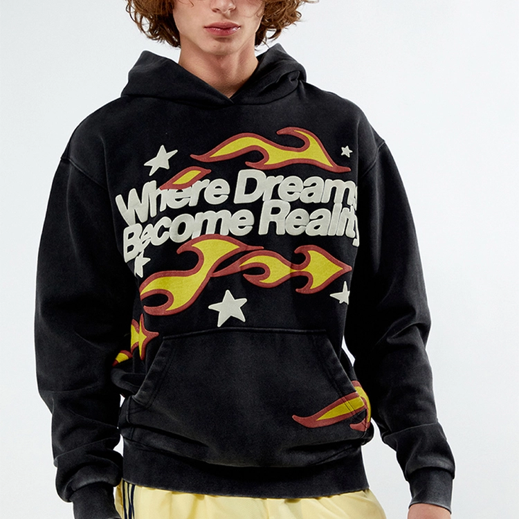 Manufacturer Custom 100% Cotton Distressed Embroidery And Sequin Screen Printed Men's Hoodies 1