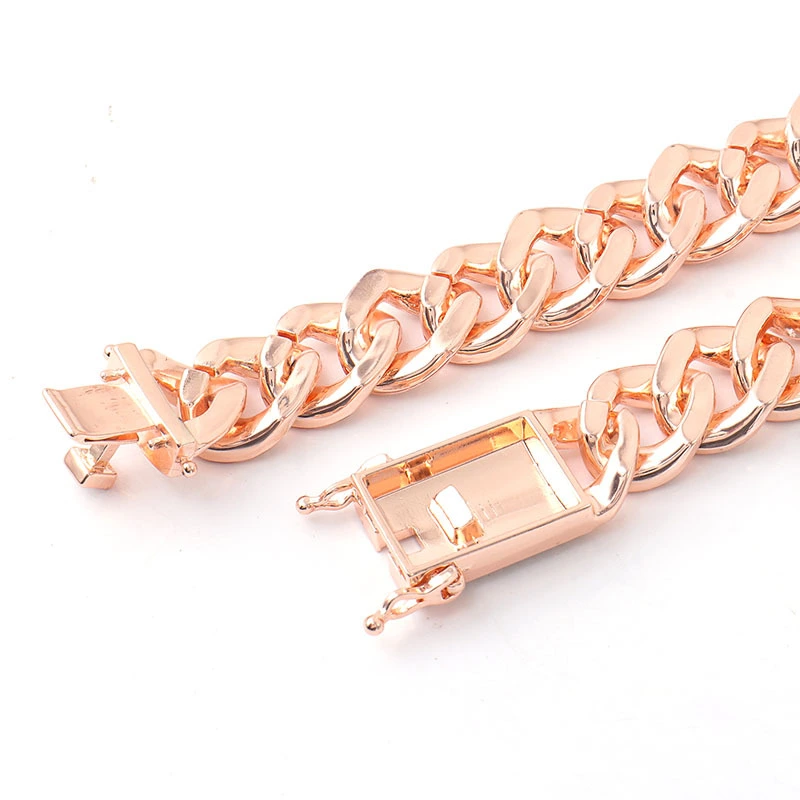 Wholesale 100% Solid 24k Gold Moissanite Diamond Fashion Man Cuban Chains Necklace 1