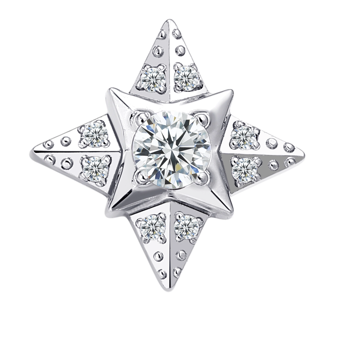 Piercing para labio Eternal Metal ASTM F136 de titanio con forma de estrella y circonita transparente 5A, con hélice plana y rosca interna.1 1