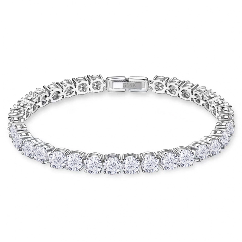 Pass Test Ice Out Mossanite Silver 925 Jewelry Sterling 4mm Silver Crystal Bracelet For Women D Color Moissanite Tennis Chain 1