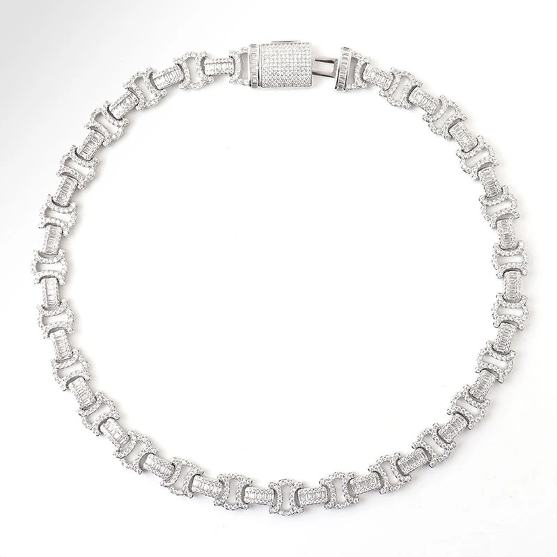 Hot Hip Hop Gold Plated Moissanite Diamond Durable Iced Out Cuban Hand Chain Cuban Chain 5mm 1
