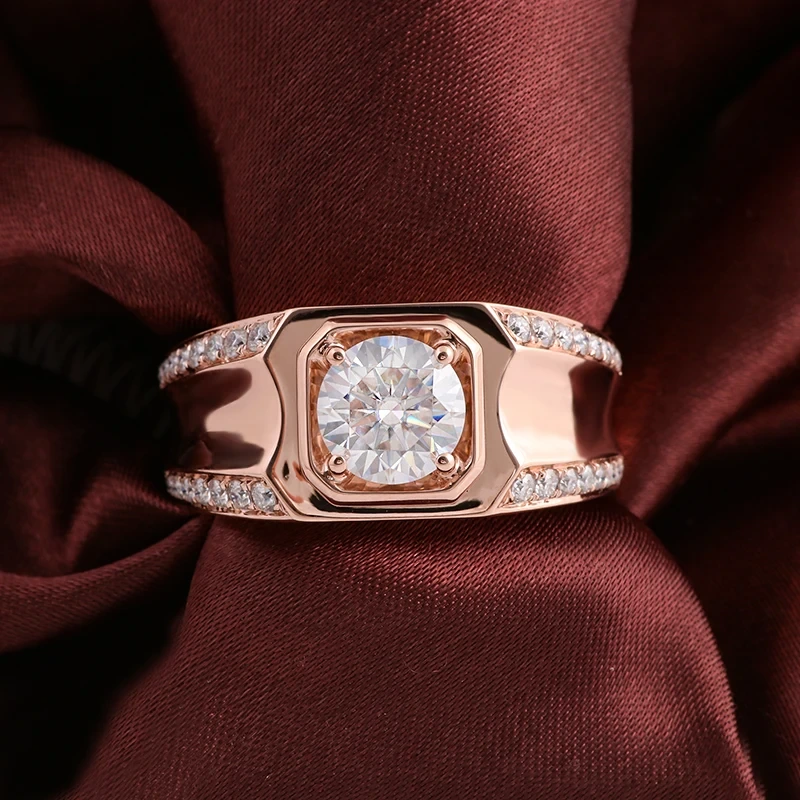 Bijoux fin 10k 14K 18K REAL ROSE GOLD MEN MEN MEN ROND COUPE COUPE MISSANITE DIAMANT DE LIGAGNE DANGE POUR FEMMES MEN ANNIVERSAIRE 1