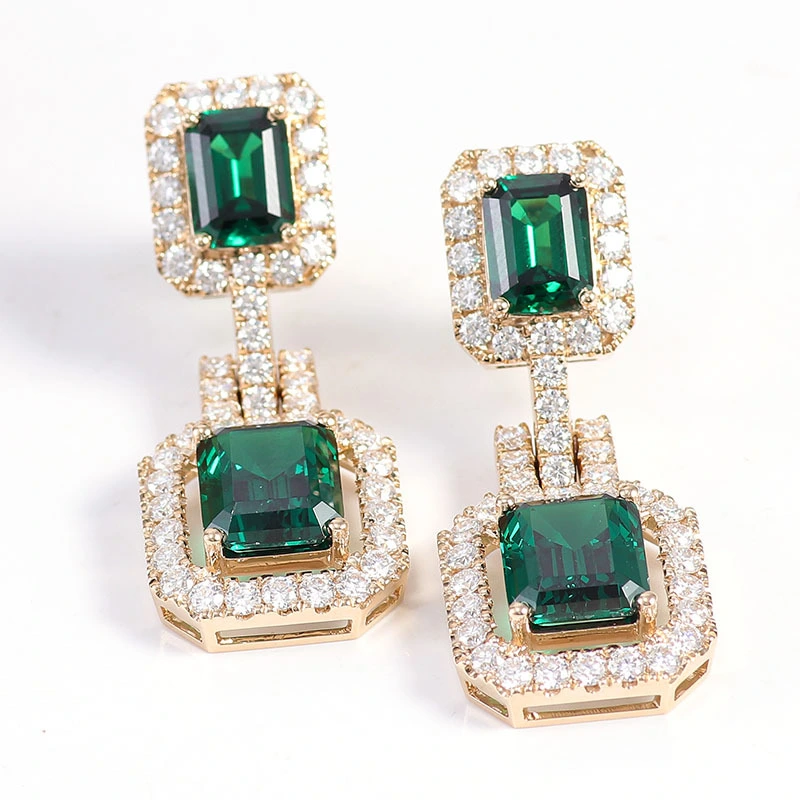 Yellow Solid 18k 14k 10k Gold Diamond Earrings Custom Moissanite Emerald Cut Earrings Zambia Diamond Earring 1