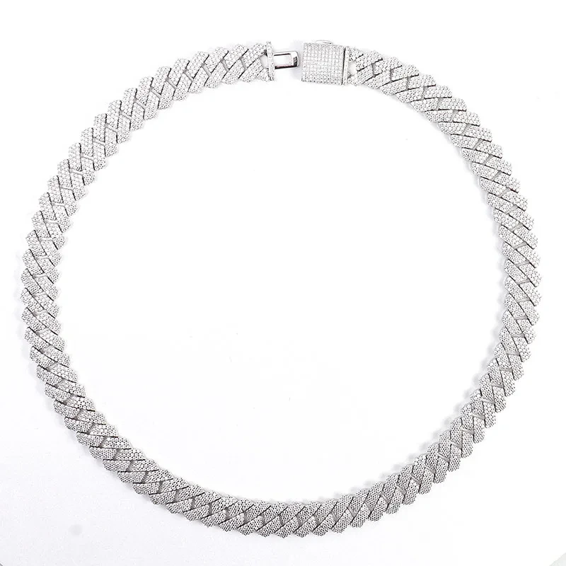 10mm 18/20/22inches Silver Hip Hop Mens Jewelry Choker Necklace Jewelry Gold Plated Cuban Link Chains Rope Moissanite Chain 1