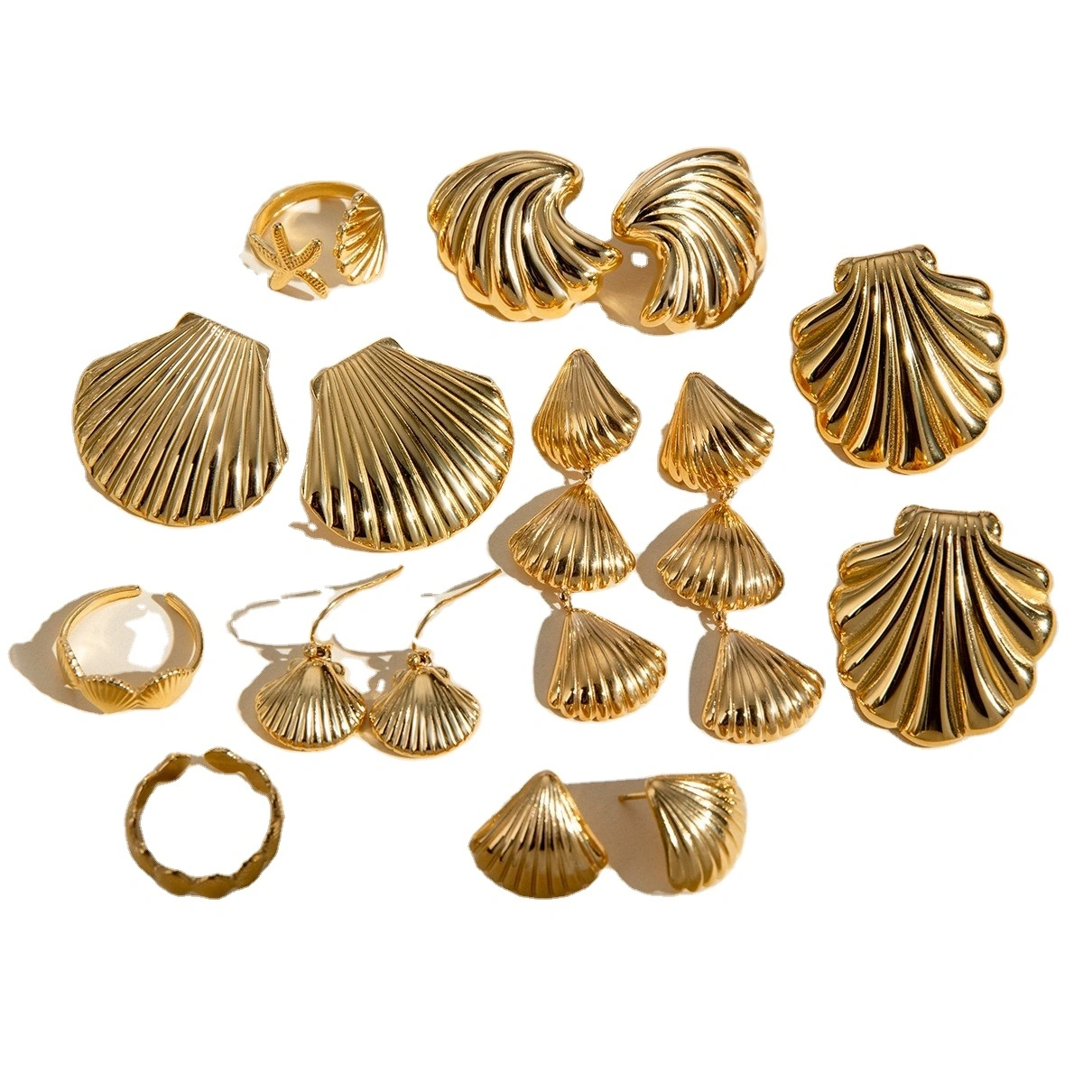 2024 Summer Ocean Series Stainless Steel Stud Earrings With Shell Design Titanium Steel Earrings For Women 1