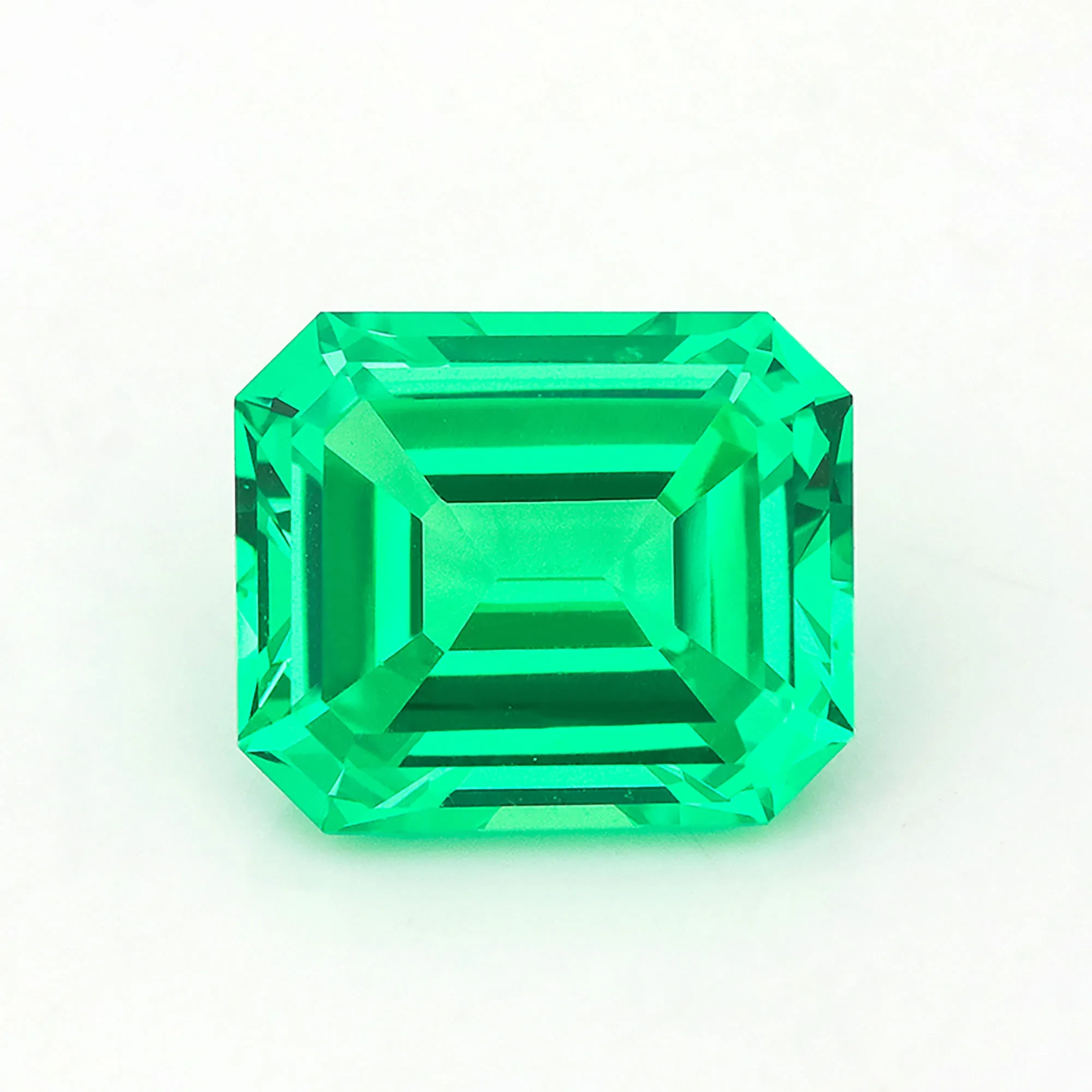 Laboratory Grown Garnet Vivid Green Faceted Gemstone 8.74 Carat Big Size Emerald Cut Loose Gemstone 1