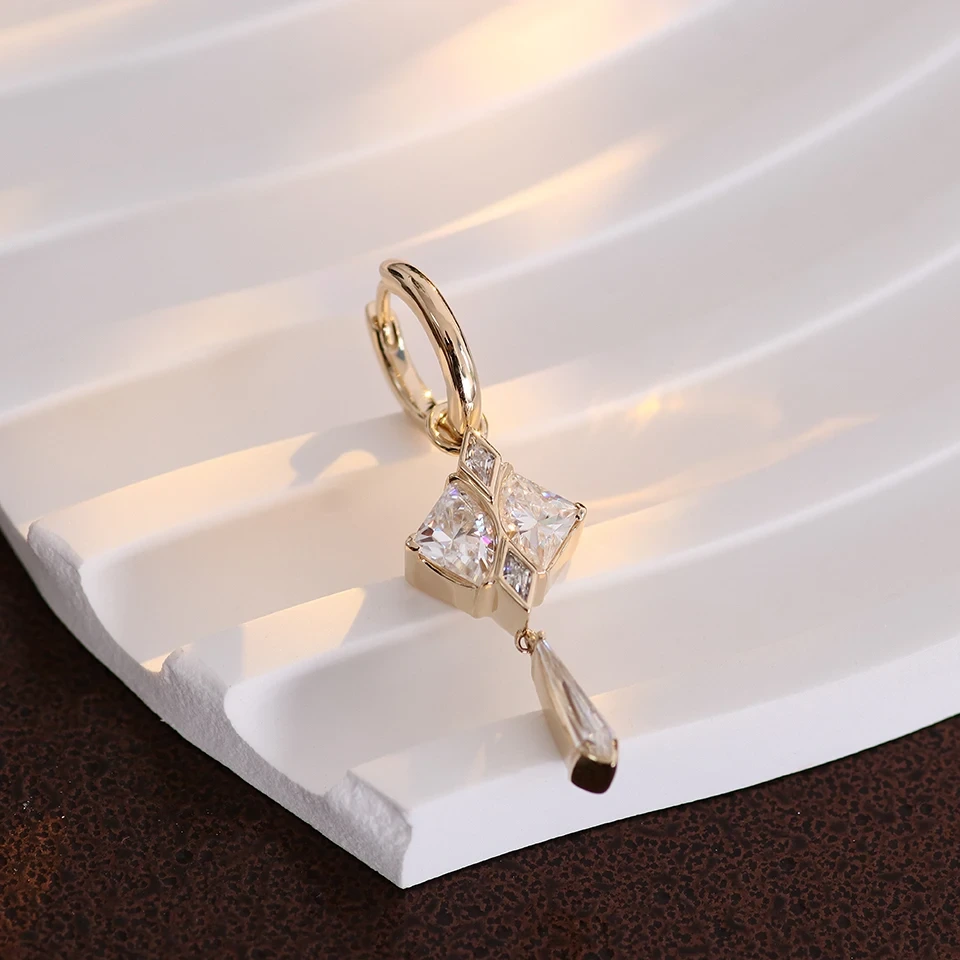 Fashion Style 18k 14k 10k White Gold Moissanite Diamond Hoop Earrings For Women Jewelry Gifts 1