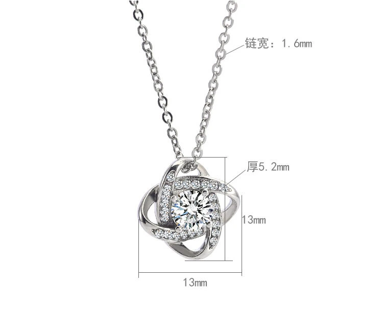 Titanium Steel Four-leaf Clover Necklace Full Zircon Rotary Pendant Cross-border Stainless Steel Necklace Gift 1