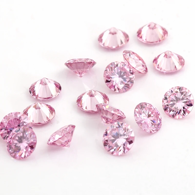 1carat lâche rehombré rose diamant rond couleur couleur Moisanite Polied pierre gemme vif rose réel diamant 1