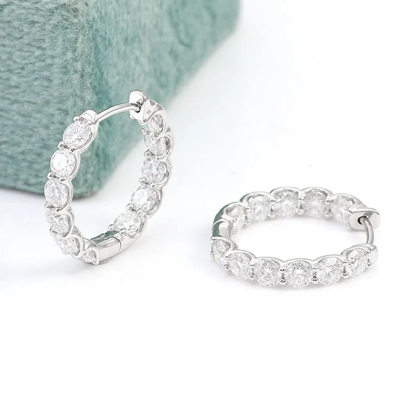 2.6mm Lab Diamond Def-vs Eternity 14mm Hoop Earrings In 10k White Gold 1