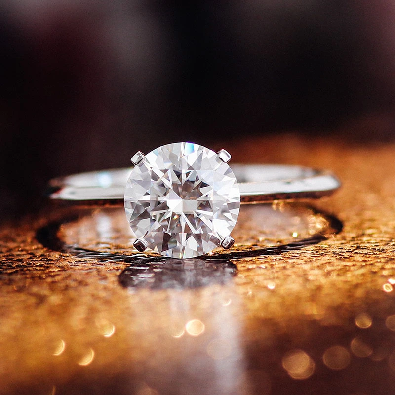 18K الذهب الحقيقي 1.5CT على الطراز الكلاسيكي خواتم الزفاف الصلبة الذهب الأبيض 18K مختبر خاتم الماس المزروع 1