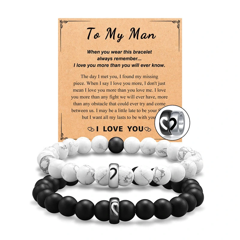 Fashionable And Beautiful Natural Stone Plus Stainless Steel Ball Bangle For Men And Women Universal And Beautiful Bangle 1