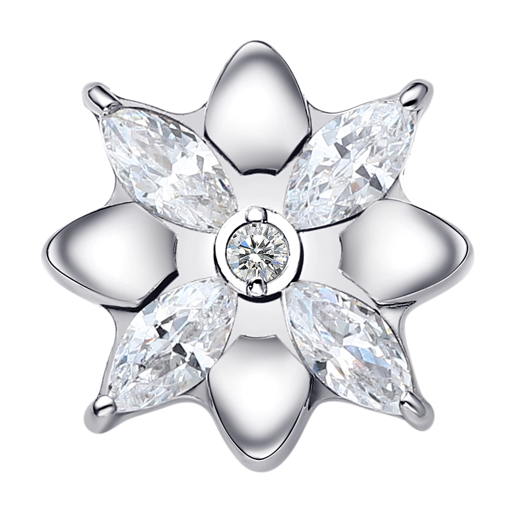 Eternal Metal Astm F136 Titanium Top With Clear Zircon Flat Lope Internally Threaded Labret Piercing Jewelry 1