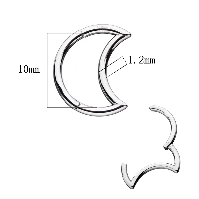 Eternal Metal 16g Crescent Clicker Moon Shape Astm F136 Titanium Hinged Segment Ring Piercing Jewelry 1