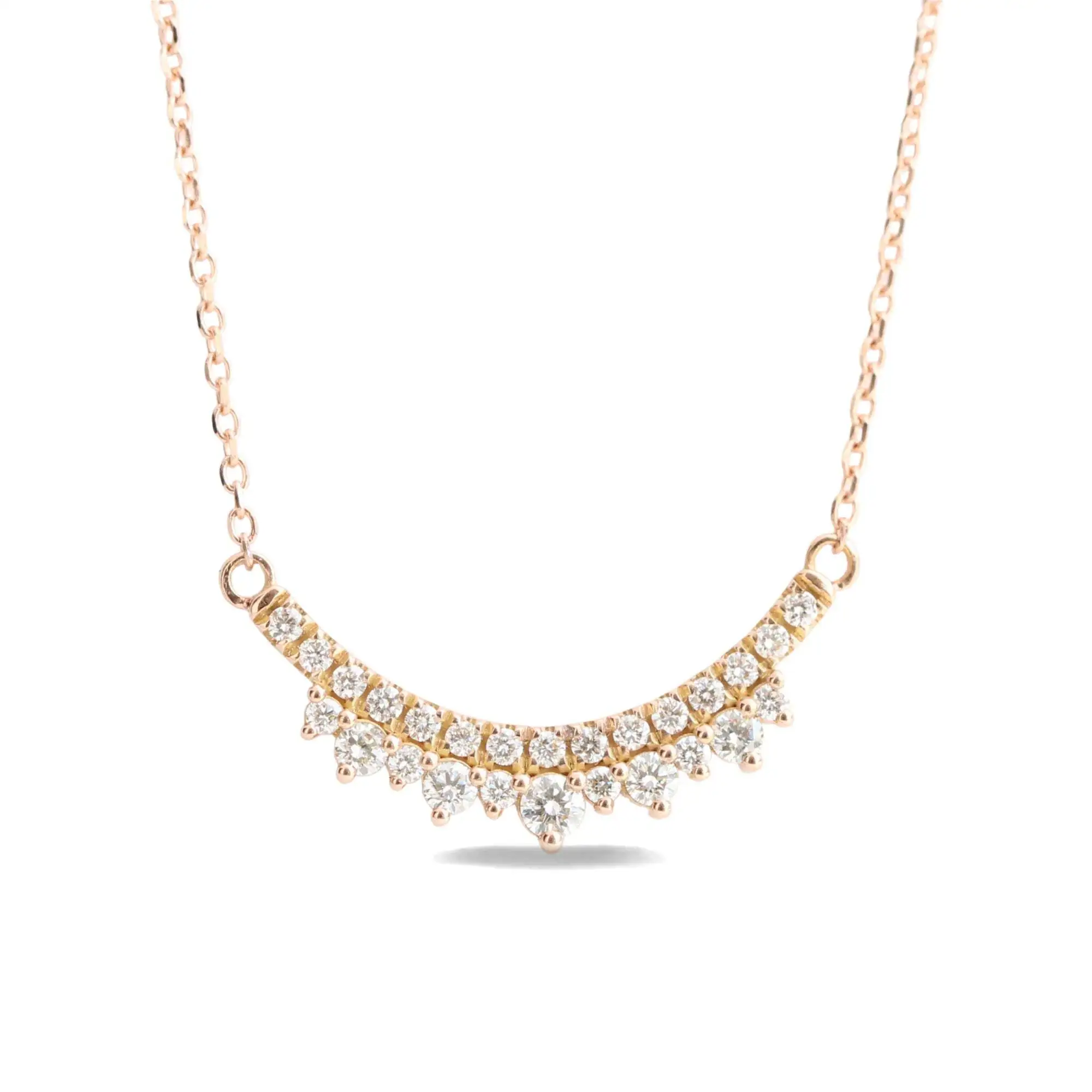 Collier tendance en or rose 10 carats avec diamants et moissanite ronde pour femme, bijou tendance 2025 1