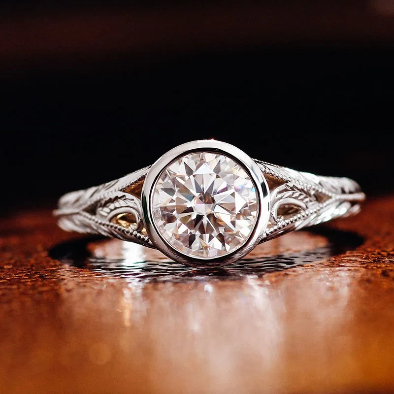 Gra Certificated Moissanite Rings 10k 14k 18k Real Gold Wedding Ring For Women Round Cut Vvs Moissanite Diamond Engagement Ring 1