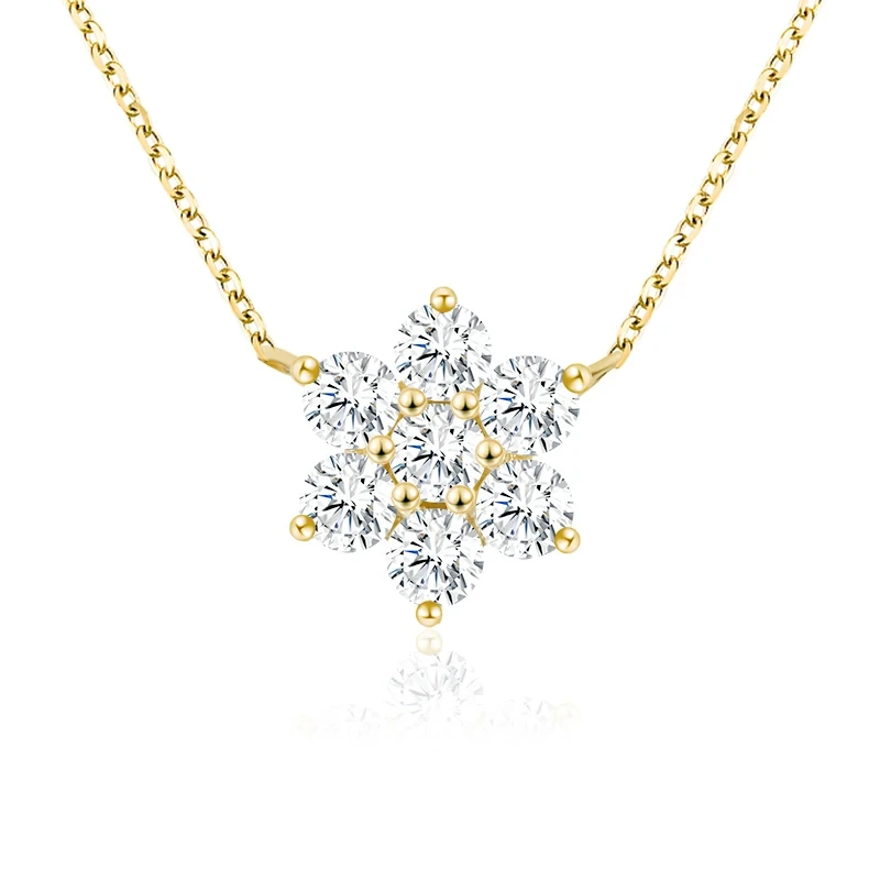 Provence Jewelry Flower Setting 7 Stones Melee Hpht Lab Diamond Pendant Necklace 1
