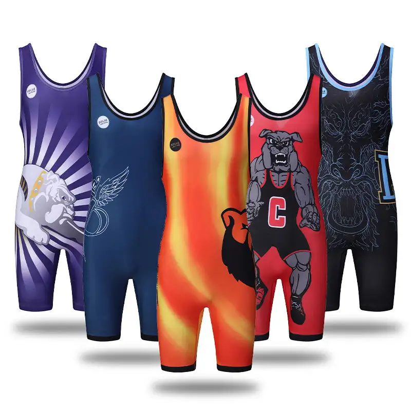 Saincheaptha Ard -Chaighdeán Saor Sublimation Mná Wrestling Singlets Singlets Óige Wrestling Singlets Mens Wrestling Singlets 1