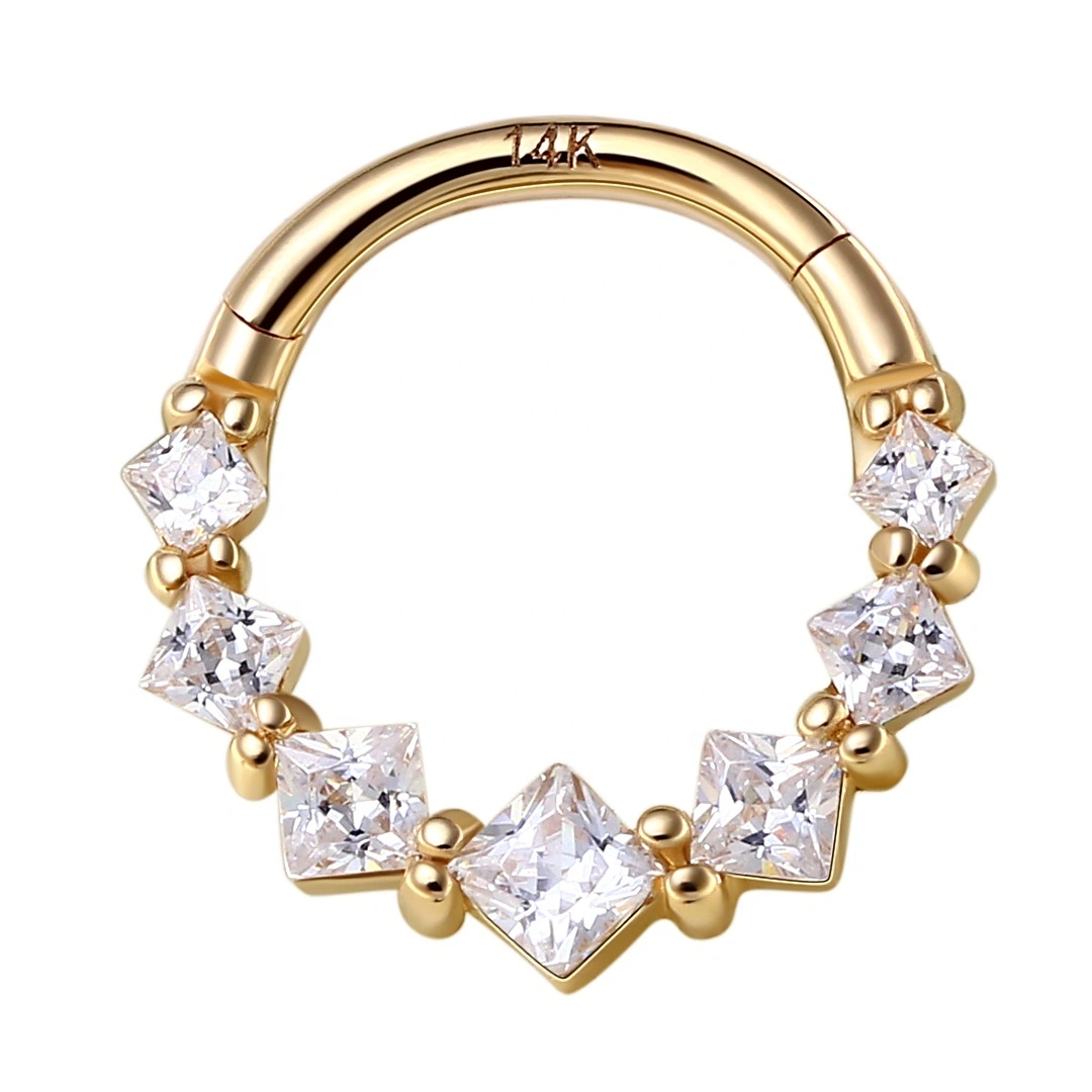 Eternal Metal Yellow Gold Tragus Piercing Clicker Hinged Segment Ring 14k Solid Gold Piercing 1