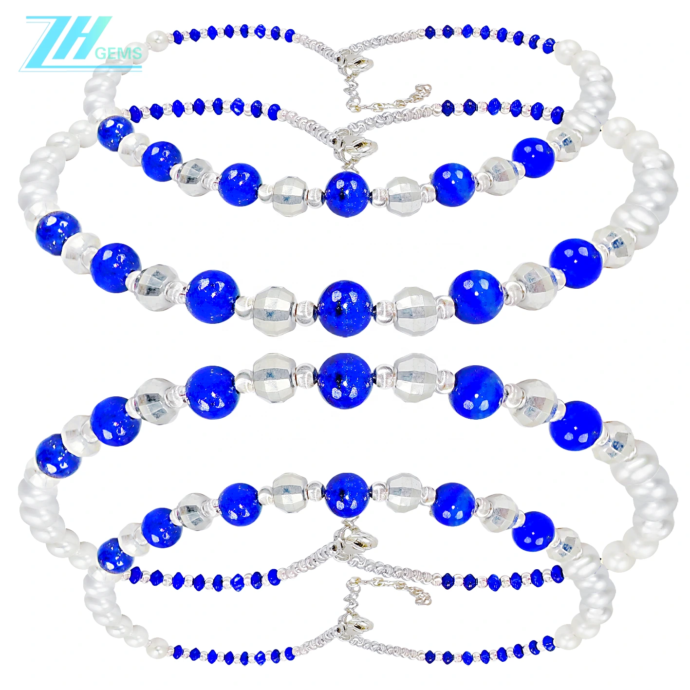 Lapis Lazuli natuerlike hege kwaliteit ketting nanne natal en hege-klasse pearelblau en wite kleur oerienkommende klassike wedstriid maitiid 1