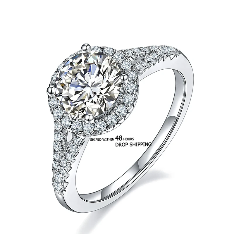 Kann innerhalb von 48 Stunden innerhalb von 48 Stunden Sterling Silber -Verlobungsring Frauen 3 Karat (CTW) Moissanit Ring Ehering verschifft werden 1