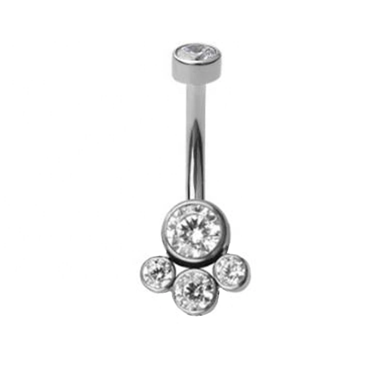 Eternal Metal Astm F136 Titanium Round Cluster Crystal Stone Internally Threaded Top Navel Ring Body Jewelry 1