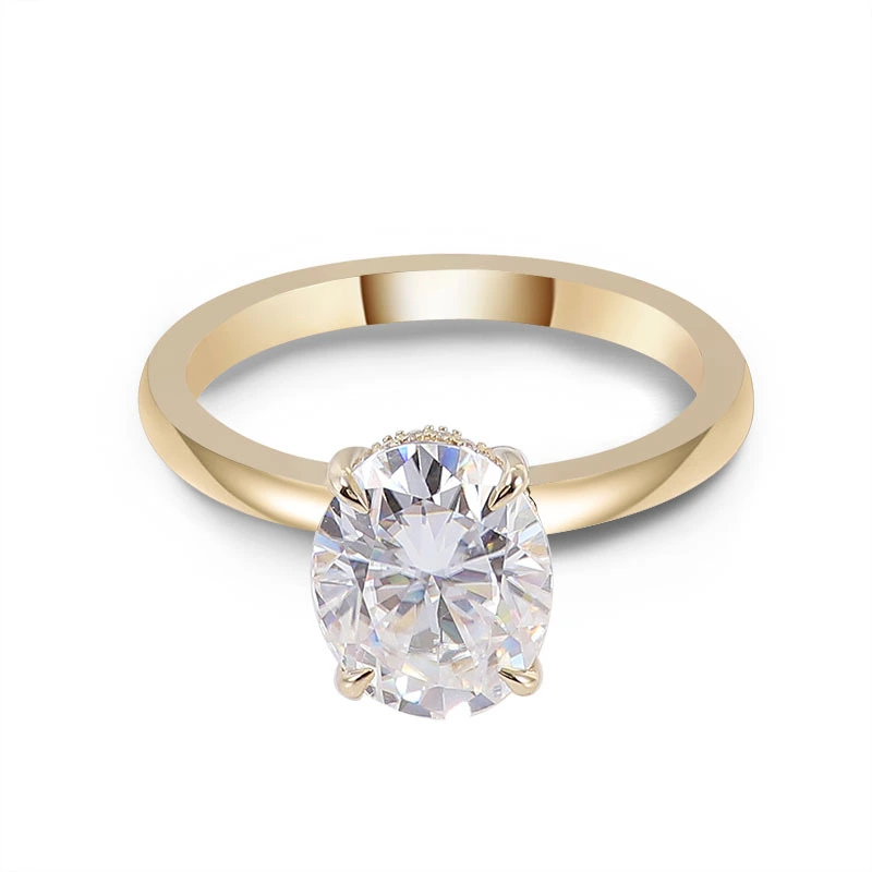 14K jaune or ovale coupe dvvs1 Missanite Fashion Bijoux Anneaux de mariage Engagement de mariage Nouveau anneau à la mode pour les femmes Ring de luxe 1