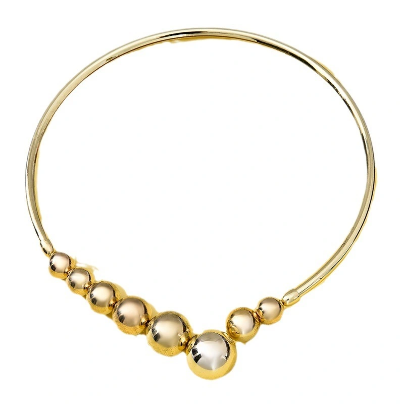Exaggerated Fashion Round Bead Necklace Versatile Small Gold Bead Open Collar Collar Collar Chain Wholesale For Women 1