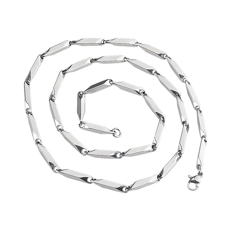 Titanium Steel Bamboo Knot Prism Necklace Men's Hip Hop Melon Seed Chain Clavicle Chain Europe And America For Woman 1