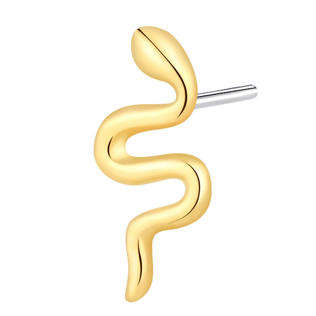 Eternal Metal 14k Solid Yellow Gold Snake Cartilagehelix Piercing Ear Jewelry Threadless Push In Ends Tops 1