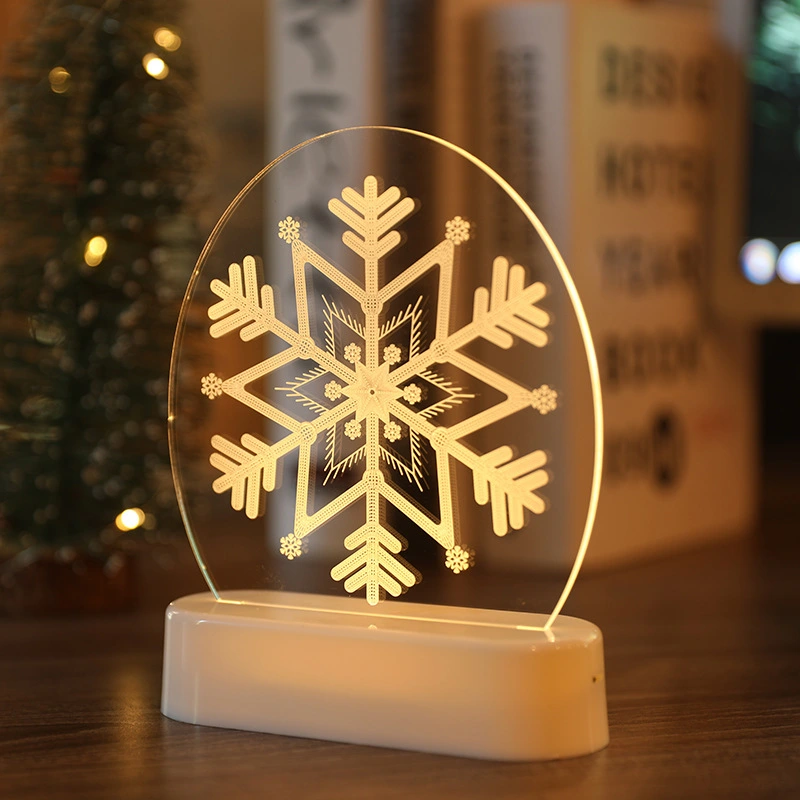 Led 3D Acrylic Night Light Waterproof GL-S07 With Acrylic Base 3D Letters Snowflake For Indoor Christmas Decor 1