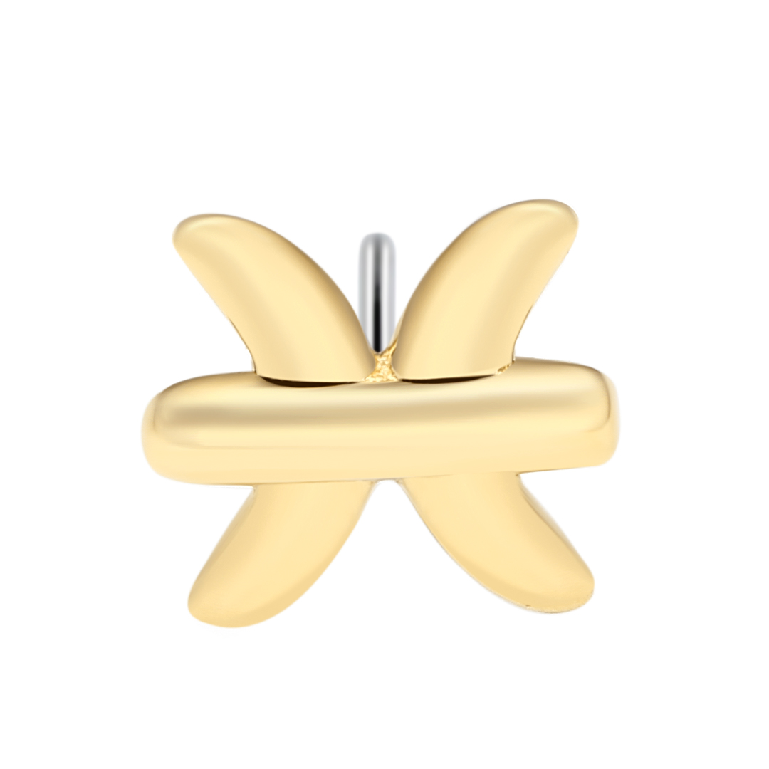 Eternal Metal 14k Solid Gold Zodiac Signs Pisces Conch Tragus<000000> Labret Nose Ring Jewelry Threadless Push In Ends Tops 5