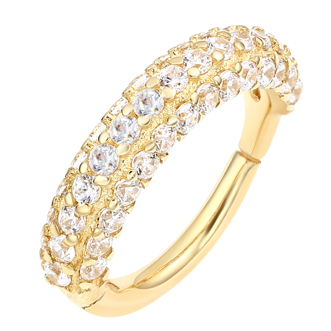 Eternal Metal 14k Solid Gold Multiple Paved 5a Cz Hinged Segment Hoop Clicker Cartilage Tragus Nose & Ear Piercing Jewelry 1