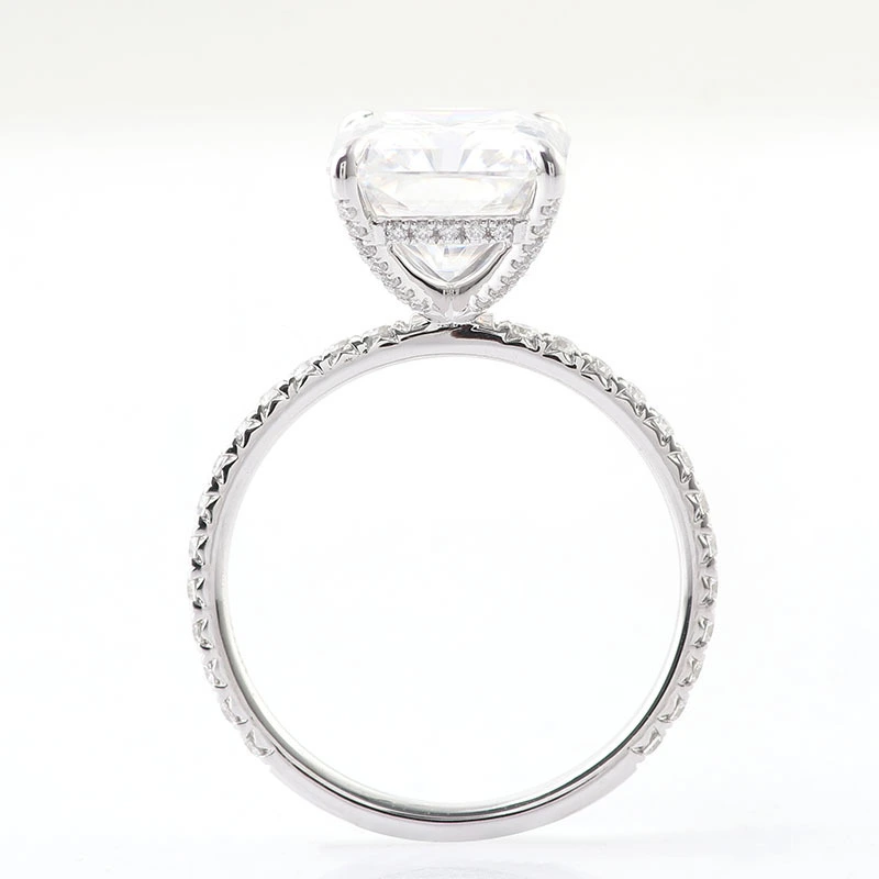 Anillo de moissnaite de corte radiante de gran tamaño Anillo de joyería fina chapada en 18 k 1