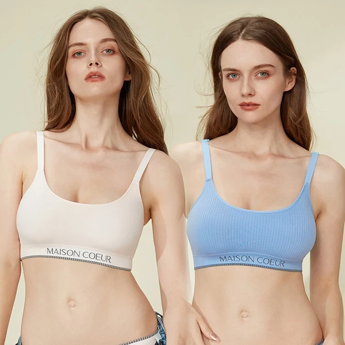 2022 damen Angepasst Logo 3/4 Tasse Dünne Wireless-Bh Yoga Hot Sexy Xxxx Sport Frauen Bh Junge Net Bh panty 1